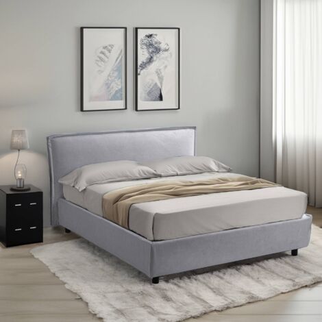 Cama Individual Bruino, Desenfundable, Hecho en Italia, Gris