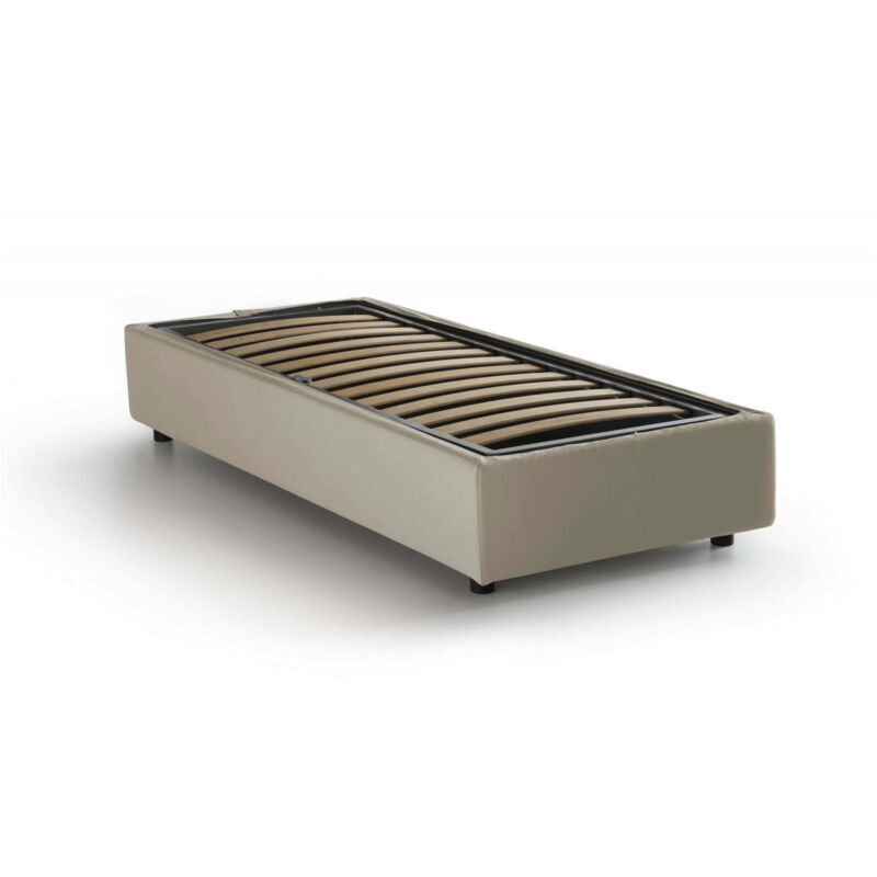

Cama individual Silvia con contenedor, Made in Italy, en tela, 80x190 cm, con apertura frontal, Crema - Talamo Italia