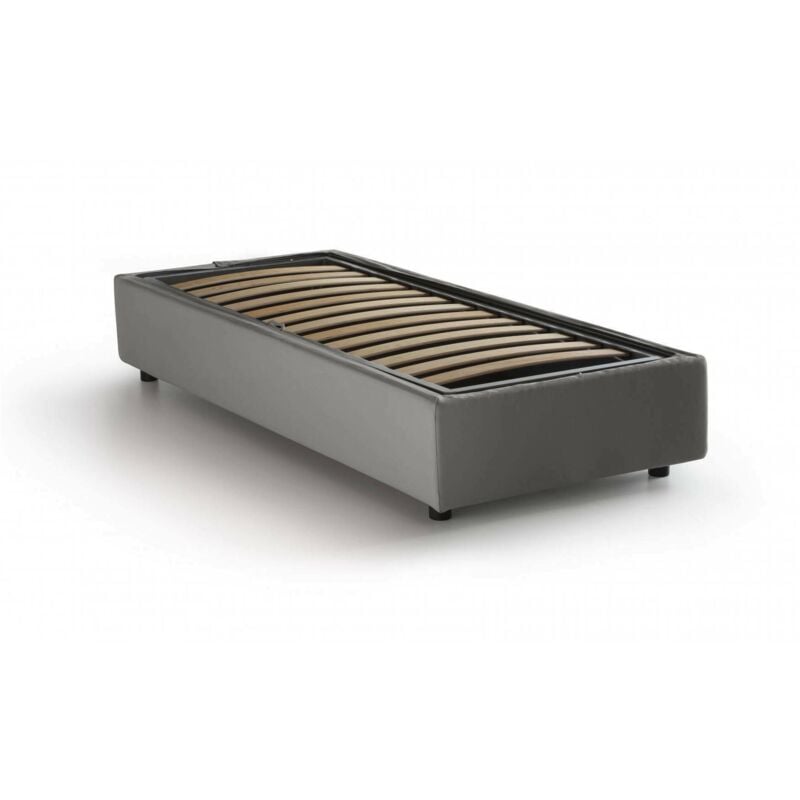 

Cama individual Silvia con contenedor, Made in Italy, en tela, 80x190 cm, con apertura frontal, Gris - Talamo Italia