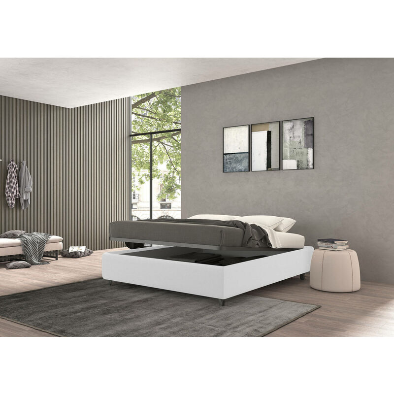 

Cama contenedor individual Vivaldi, Made in Italy, Estructura de tela acolchada, Apto para colchón 80x190 cm, Blanco - Talamo Italia