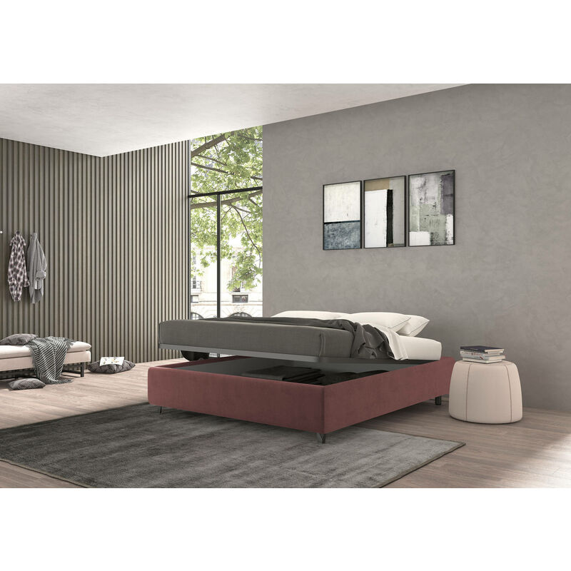 

Cama contenedor doble Vivaldi, Made in Italy, Estructura en tejido tapizado efecto terciopelo, Apto para colchón 160x190 cm, Burdeos - Talamo Italia