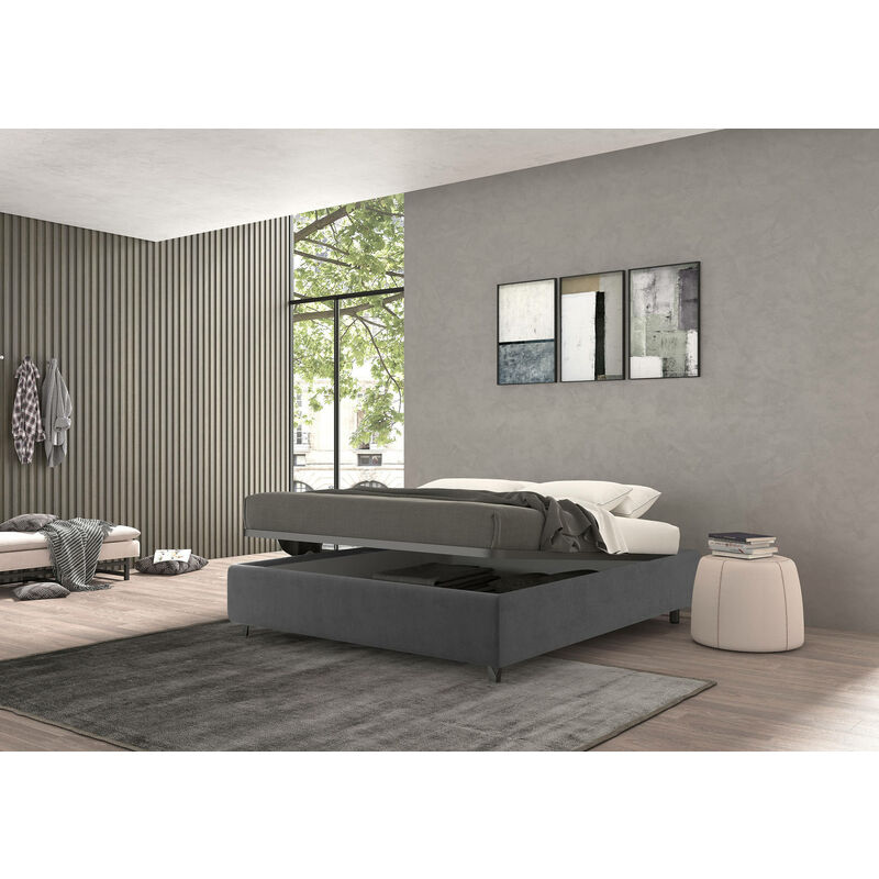 

Contenedor cama doble Vivaldi, Made in Italy, Estructura en tejido tapizado efecto terciopelo, Apto para colchón 160x190 cm, Gris - Talamo Italia