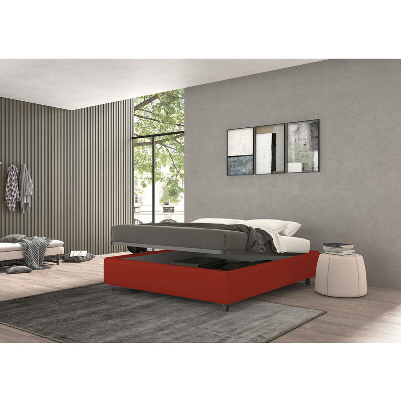 

Cama doble contenedor Vivaldi, Made in Italy, Estructura acolchada en ecopiel, Apto para colchón 160x190 cm, Rojo - Talamo Italia