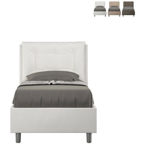 Cama individual contenedor 80x190 cojín cabecero acolchado Annalisa S