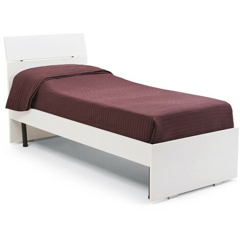 Cama individual de fresno blanco para dormitorio cm 200x85xH 98