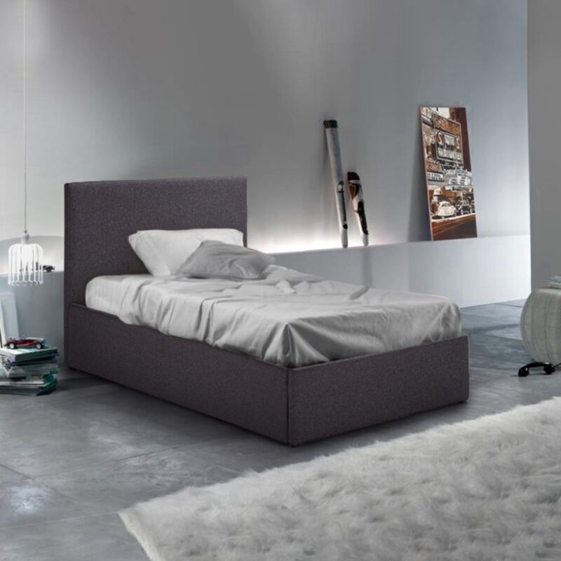 

Cama individual de una plaza con red y contenedor 80x190 Basel Twin | Color: Gris