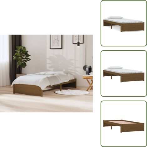 Cama individual - vidaXL Estructura cama sin colchón madera maciza marrón miel 90x200 cm - Cama de pino