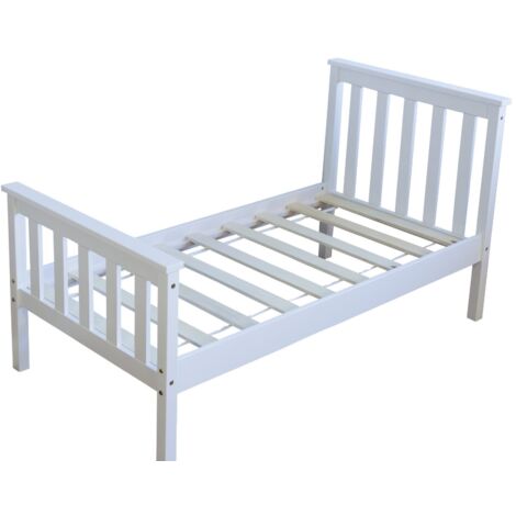 Cama infantil 70x140cm con somier de láminas de madera blanca LIT06080