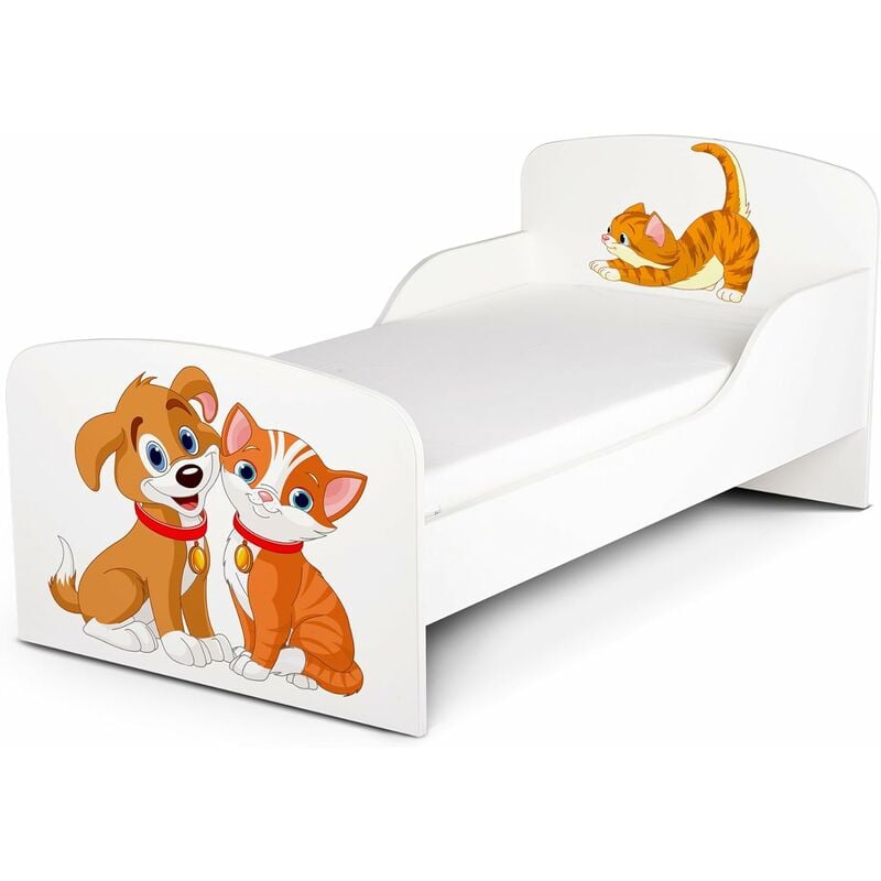 

Cama infantil con colchón cómodo 140/70. Motivo: El gato y el perro