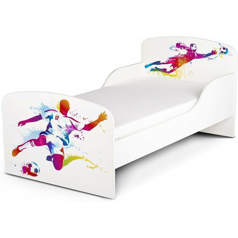 

Cama infantil con colchón cómodo 140/70. Motivo: jugador de futból