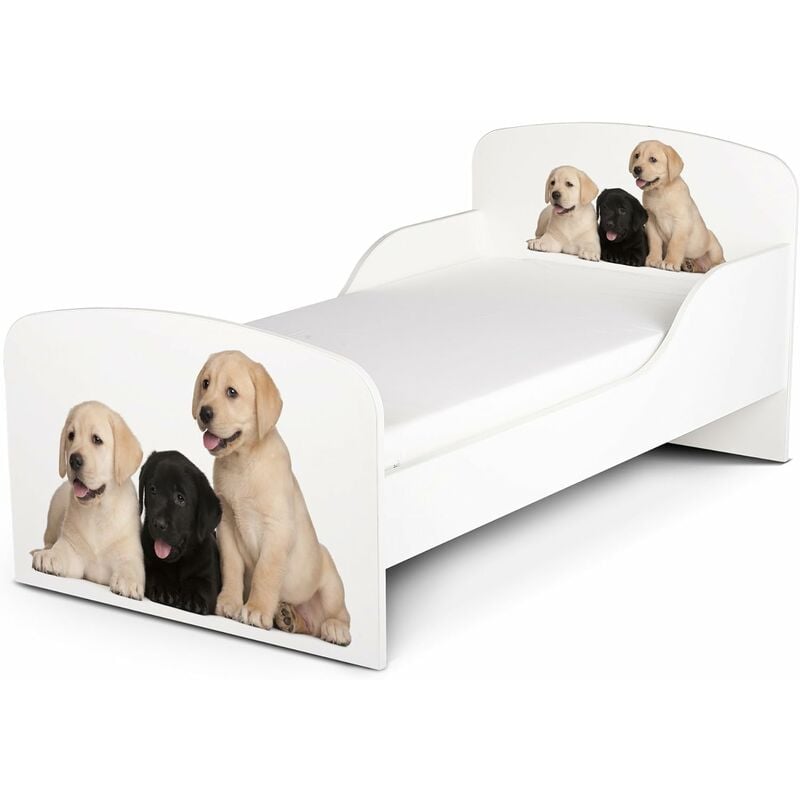 

Cama infantil con colchón cómodo 140/70. Motivo: Mis Perros