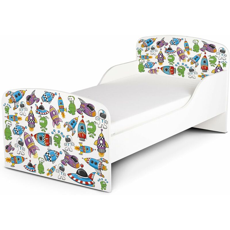 

Cama infantil con colchón cómodo 140/70. Motivo: Mundo Cósmico