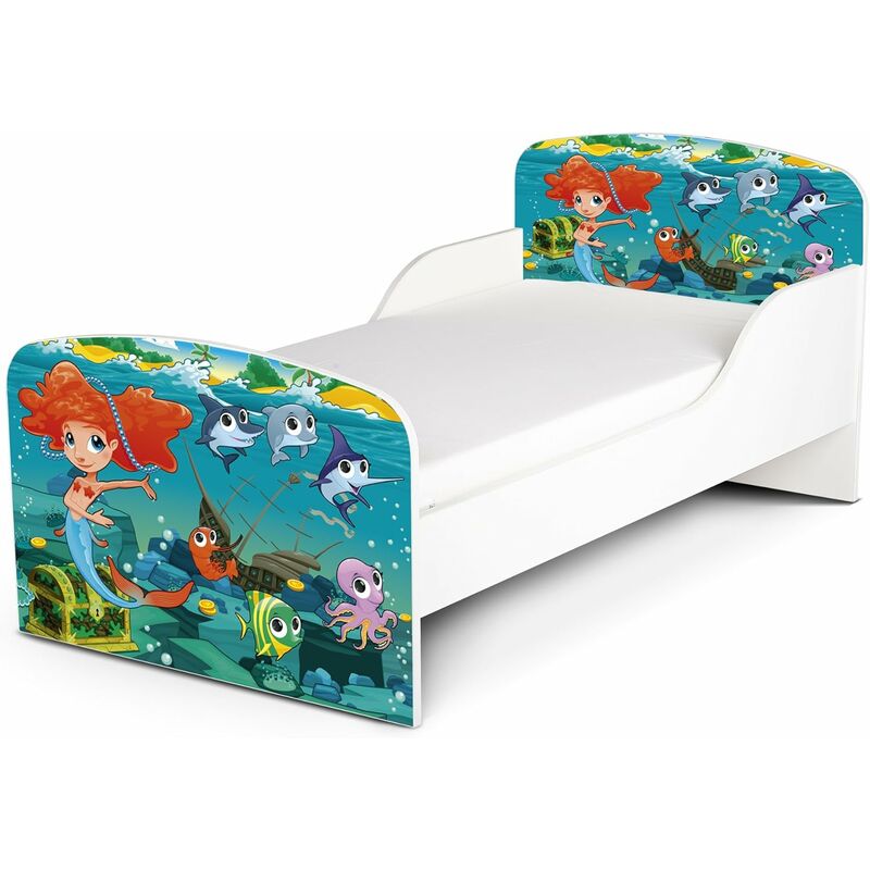 

Cama infantil con colchón cómodo 140/70. Motivo: Sirenita