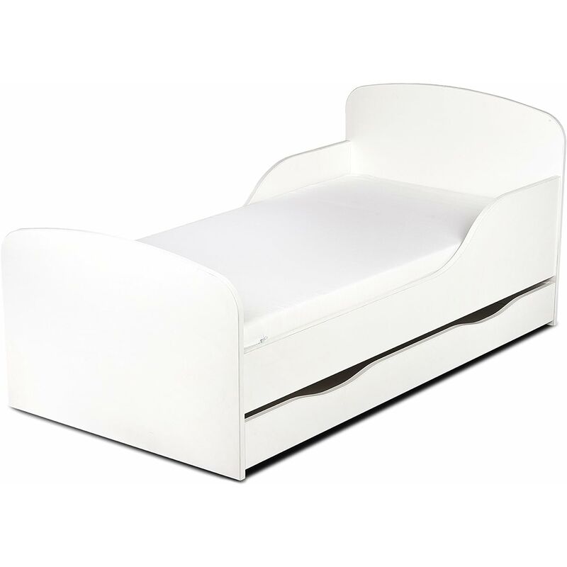 

Cama infantil con colchón cómodo y cajón 140/70. Blanco