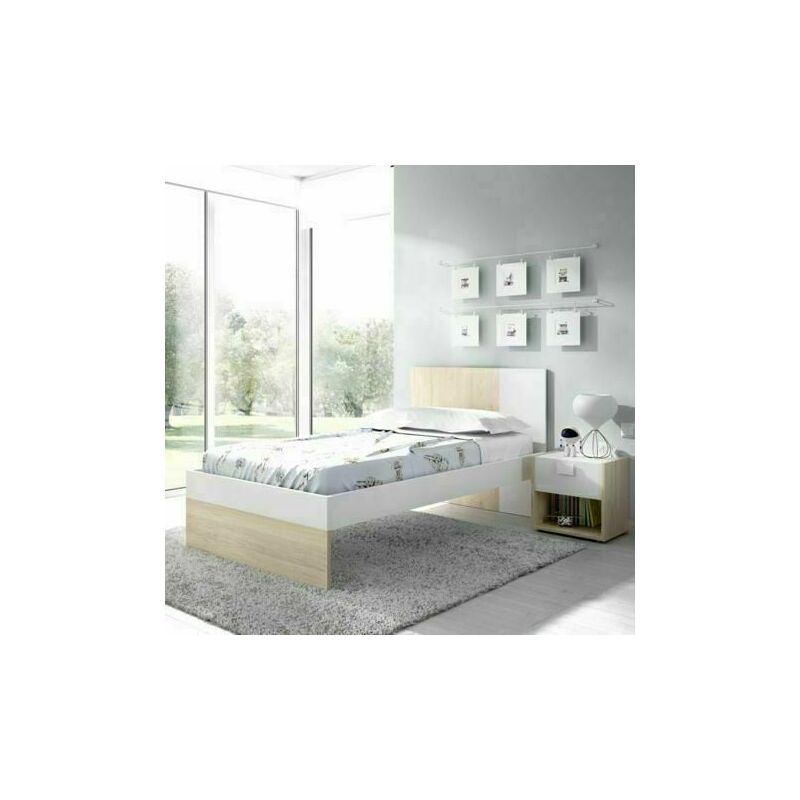 

Cama Infantil con MESITA acabado en color Natural y Blanco, medidas Alto 79 cm x Largo 196 cm x Fondo 97 cm