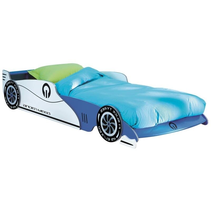 

Cama Infantil Grand Prix Extensible Color Azul Forma Coche Habitación Dormitorio 90x190 O 90x200 Cm