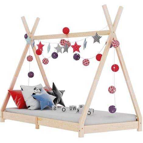 MAISONCHIC Cama infantil Moderno Estructura de cama de madera maciza de pino 80x160 cm ES54191A