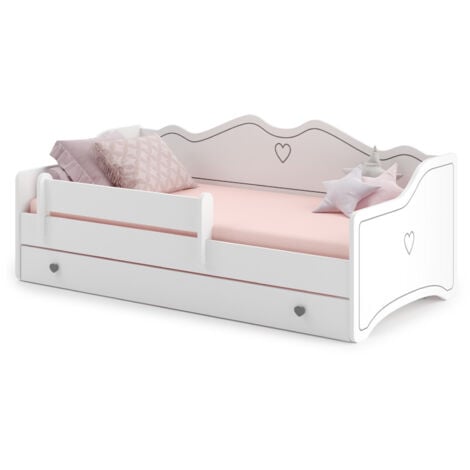 VIKING CHOICE Cama infantil - rosa blanco - con cajón - 160x80cm - incluye colchón