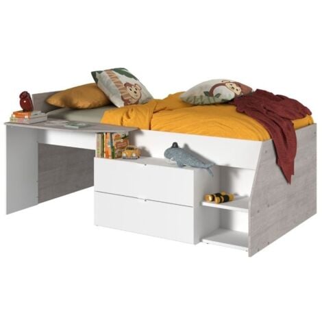 Cama infantil Valky con escritorio 2 cajones habitación dormitorio mueble 90X200/190 cm