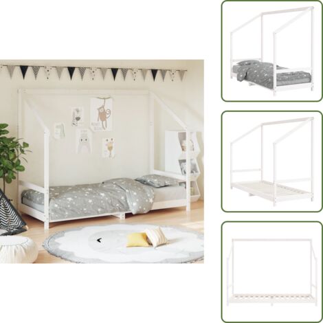 Cama infantil - vidaXL Estructura de cama para niños madera de pino blanco 80x200 cm - Cama de pino