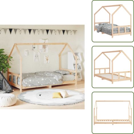 Cama infantil - vidaXL Estructura de cama para niños madera maciza de pino 90x200 cm - Cama de pino