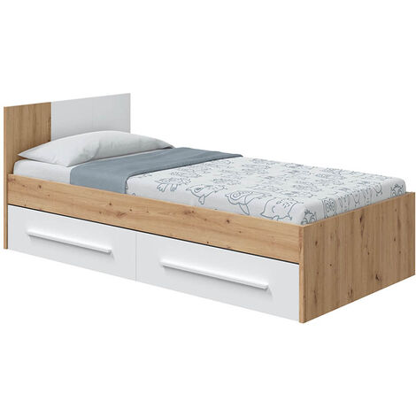 Cama juvenil Ambient - Roble Nodi y Blanco Artik