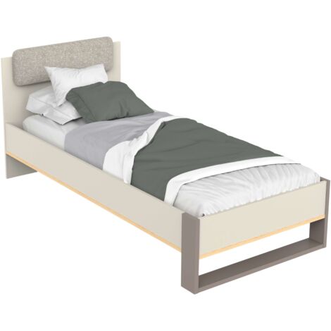 Cama Juvenil Camillia 90x200 cm en Roble Vicenza, Gris y Arcilla, Fabricada en Melamina