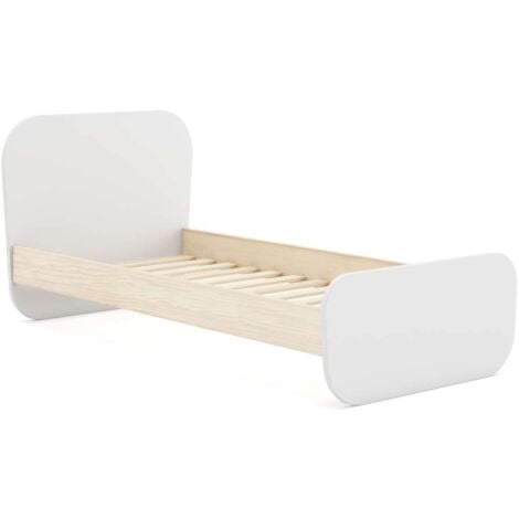 MKRIC Cama juvenil DYLAN acabado blanco/cera blanca, 45/90cm(alto) 195.4cm(ancho) 106.5cm(fondo)