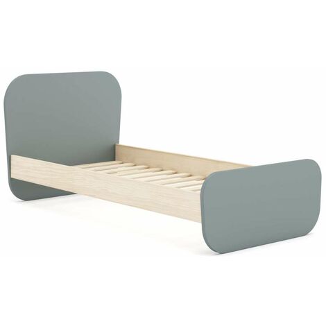 Cama juvenil DYLAN acabado verde kaki/cera blanca, 45/90cm(alto) 195.4cm(ancho) 106.5cm(fondo)