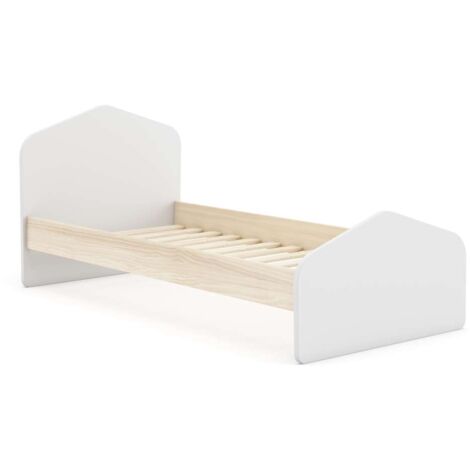 Cama juvenil Estela acabado blanco/cera blanca, 90cm(alto) 100cm(ancho) 195.4cm(fondo)