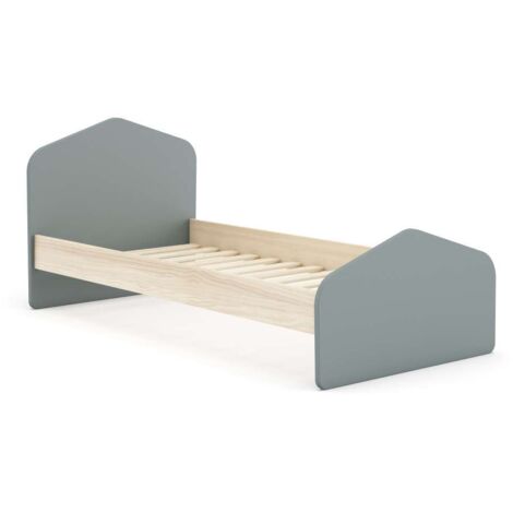 Cama juvenil Estela acabado verde kaki/cera blanca, 90cm(alto) 100cm(ancho) 195.4cm(fondo)