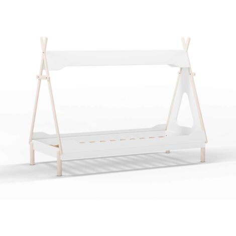 Cama juvenil modelo Tadeo acabado blanco/cera blanca, 165cm(alto) 104cm(ancho) 210cm(fondo)
