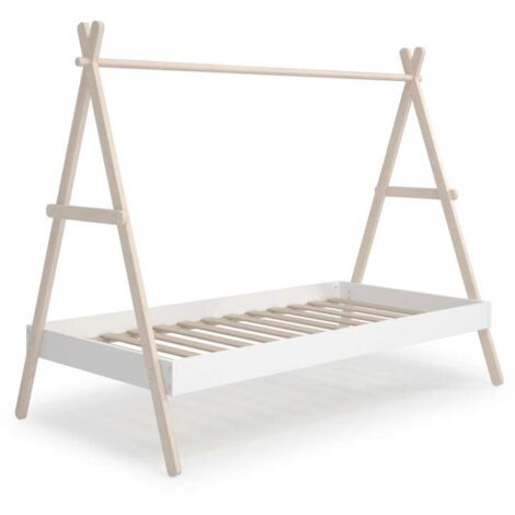 Cama juvenil modelo Teresa acabado cera blanca/blanco, 160cm(alto) 104.5cm(ancho) 209.4cm(fondo)