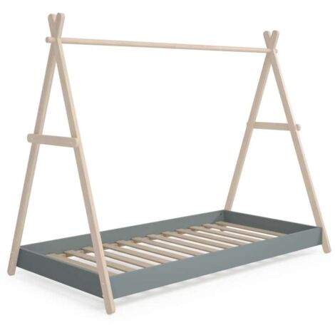 Cama juvenil modelo Teresa acabado cera blanca/verde kaki, 160cm(alto) 104.5cm(ancho) 209.4cm(fondo)