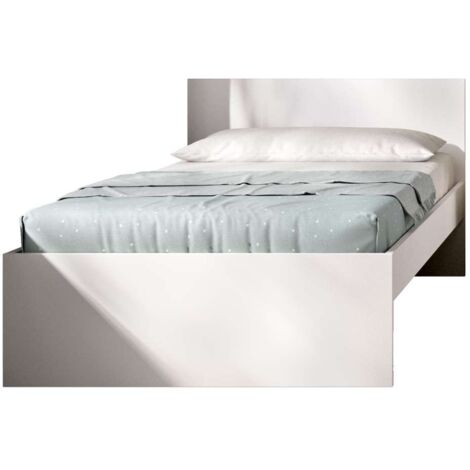 Cama juvenil Sam de 90 cm en blanco, 68cm(alto) 96cm(ancho) 195cm(largo)