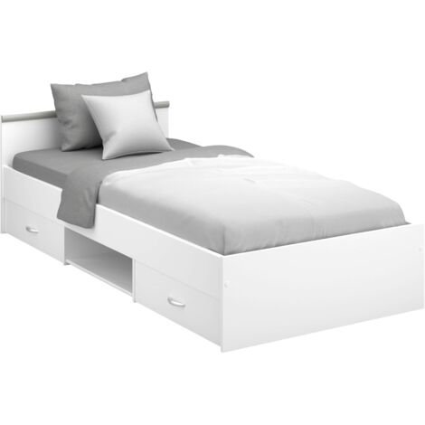 Cama Juvenil Village 2 Cajones 1 Hueco Blanco y Gris Dormitorio habitación infantil 90x200 cm