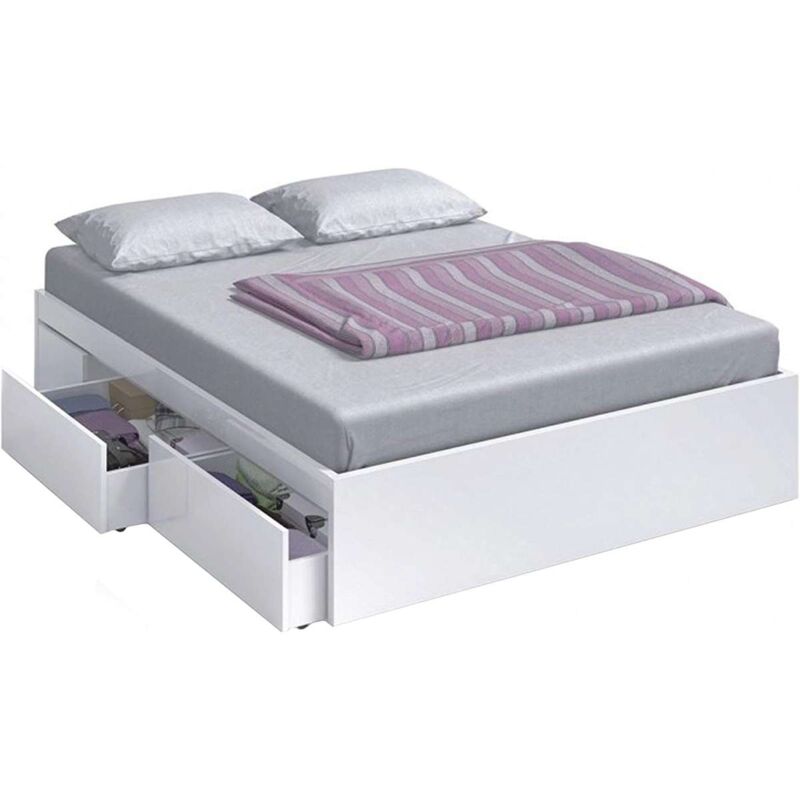 

Cama Kendra para colchon de 150x190 con 4 cajones 37 cm(alto)156 cm(ancho)196 cm(largo) Color BLANCO ARTIK