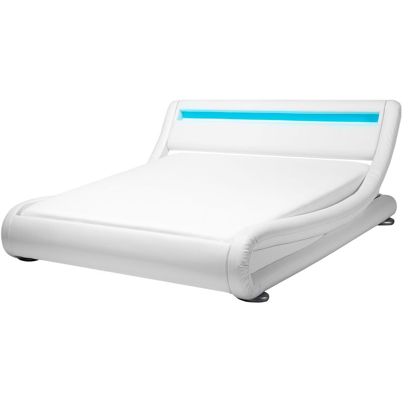 

Cama LED blanca en piel sintética 140x200 cm AVIGNON