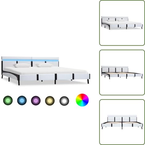Cama LED - vidaXL Estructura de cama con LED sin colchón blanco 180x200 cm - Cama con mando a distancia