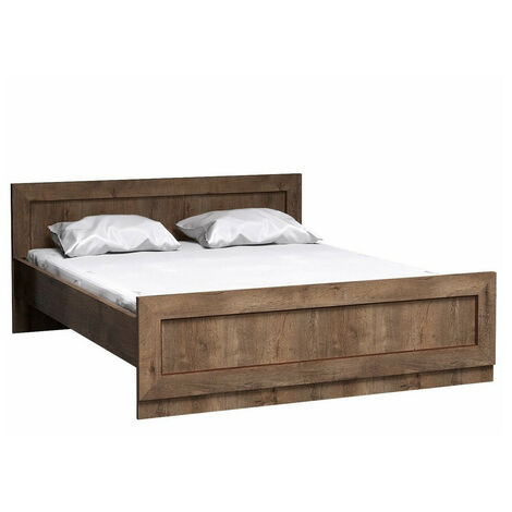Cama Lircava 115, Roble de lefkada, Doble, 160x200, Aglomerado laminado, Somieres, 170x207x80cm