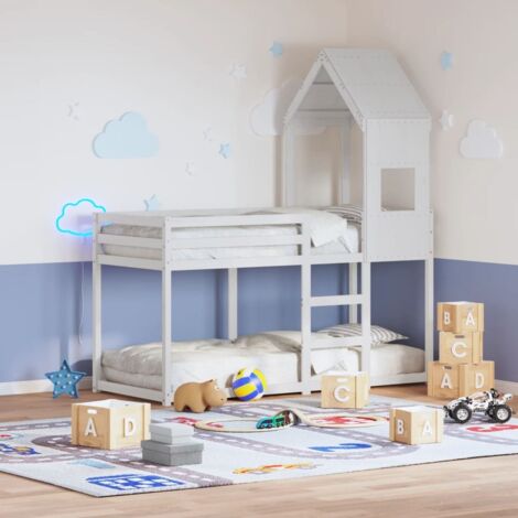 Cama litera con techo madera maciza de pino  75x190 cm
