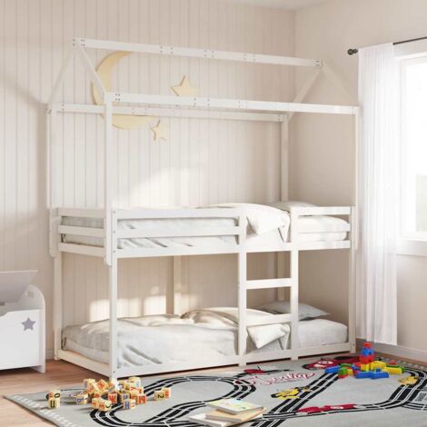 Cama litera con techo madera maciza de pino  80x200 cm