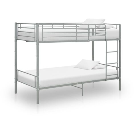Cama litera de metal gris 90x200 cm