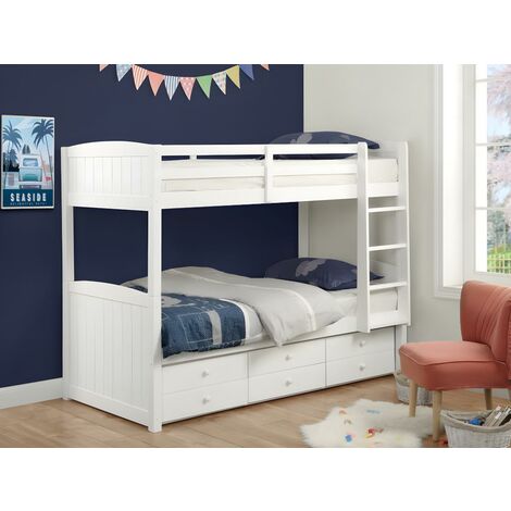 Cama litera separable ANCHISE - 90x190cm - Con compartimentos - Lacado blanco - Vente-unique