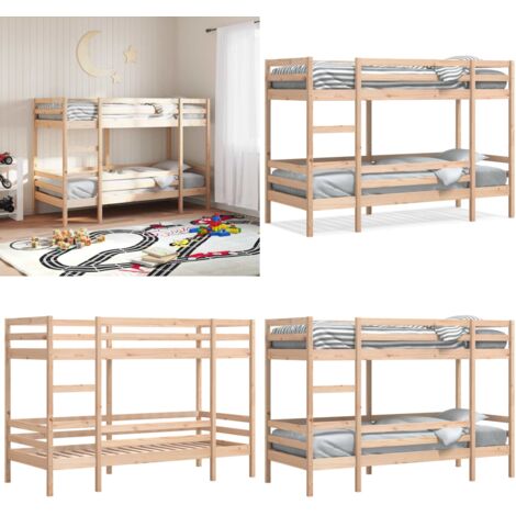 Cama litera sin colchón madera maciza de pino 90x200 cm - Cama de madera - Cama de pino