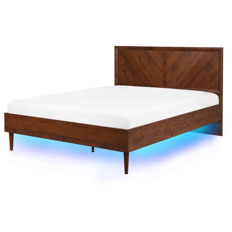 

Beliani - Cama marrón oscuro con LED 140x200 cm MIALET