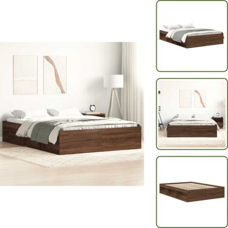Cama marrón roble - vidaXL Estructura de cama roble marrón 140x200 cm - Colchón no incluido