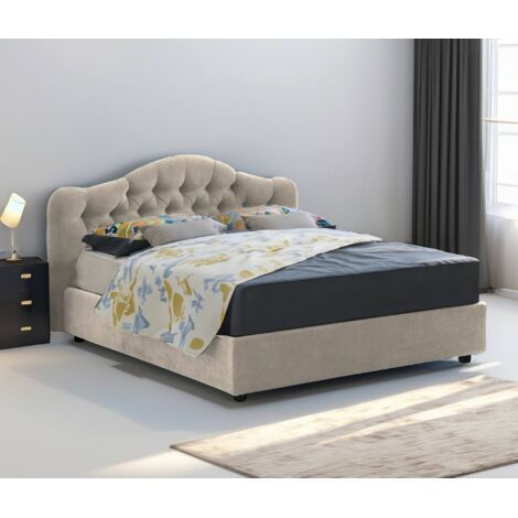 Cama Matrimonial Aly, Desenfundable, Hecha en Italia, Gris Tortora