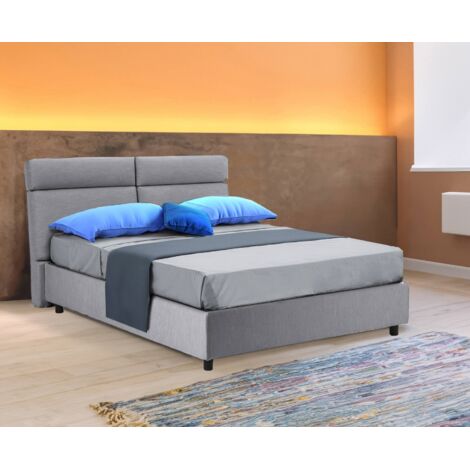 Cama Matrimonial Asica, Colchón Incluido, Desenfundable, Canapé, Gris