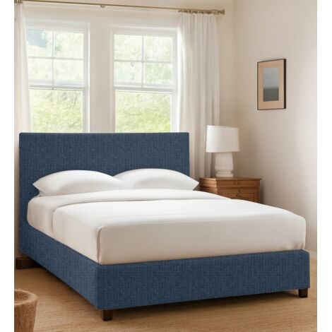 Cama Matrimonial Basildon, Desenfundable, Hecho en Italia, azul